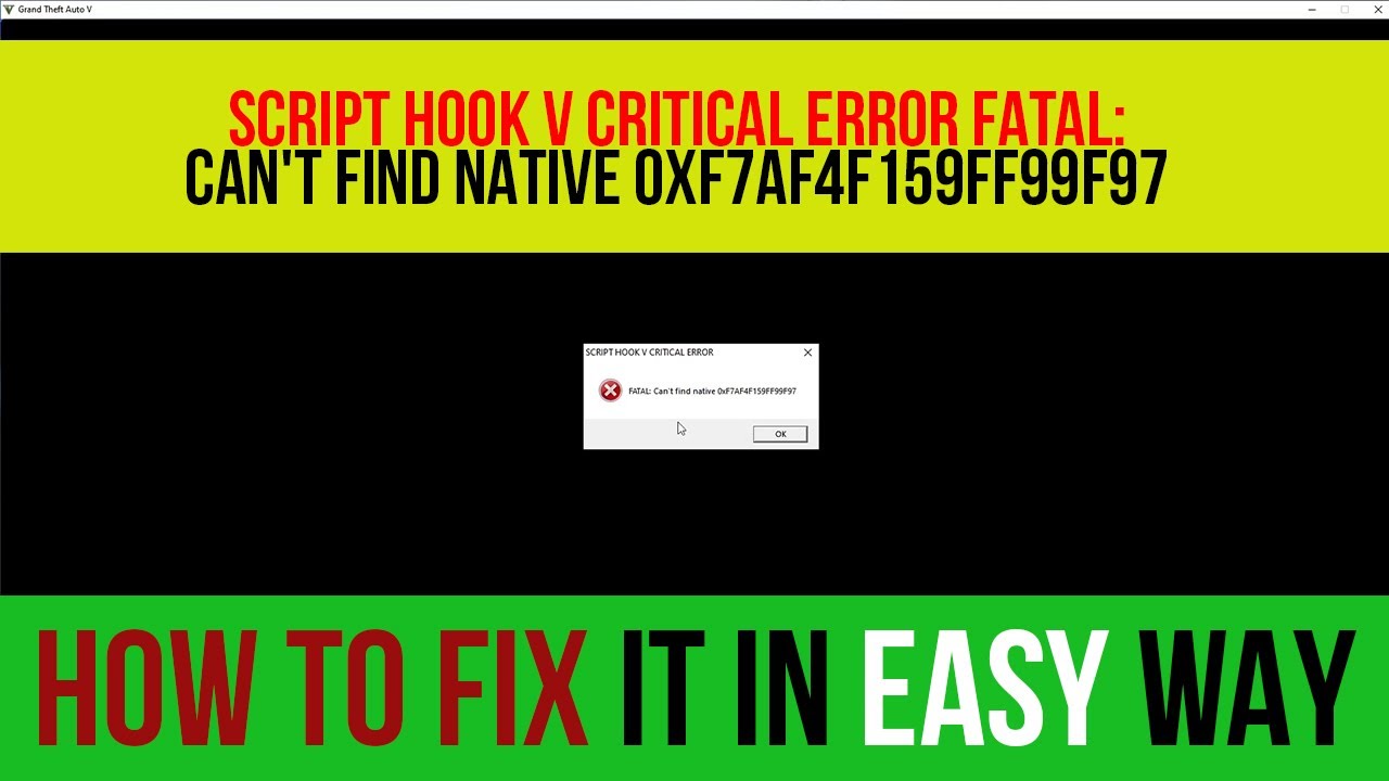 Script Hook V Critical Error Fatal Cant Find Native 0xF7AF4F159FF99F97 FIXED!!!
